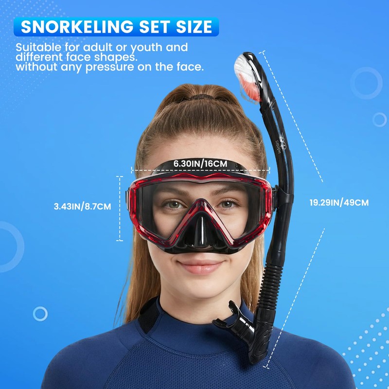 2 Pack Snorkel Mask for Adults - 180° Panoramic View,