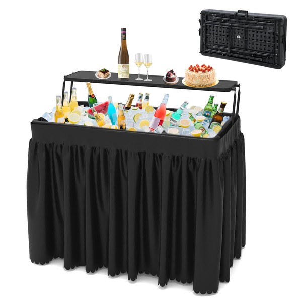 SHAREWIN Bar Chill Table for Events – Black Double-Layer Foldable