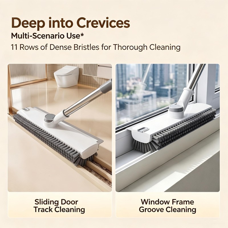 Adjustable 3 in 1 Floor Scrub Brush with Long Handle,