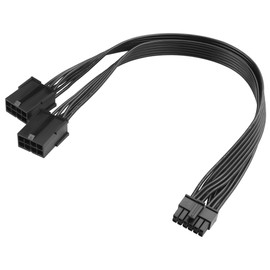 ELFJMZP 2X 8 Pin to 12 Pin Power Cable Compatible with RTX 30 Series (3090/3080) Founders Edition, AWM 2468 18AWG Flat Ribbon Cable, PCIE ATX Adapter, 30cm Black