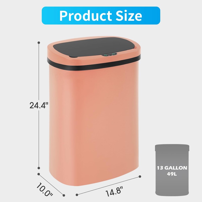 BestOffice Trash Can Broken-Resistant Plastic Touch Free High-Capacity Garbage Can