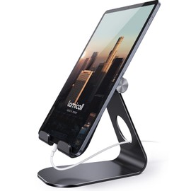 Lomicall Stand Tablet Stand, Aluminum Holder, Adjustable Angle: Desktop Vertical Stand, Tablet Stand, Desk Stand, Installation, Aluminium, Telework, Home, Work, Zoom Meetings, Tablets Compatible