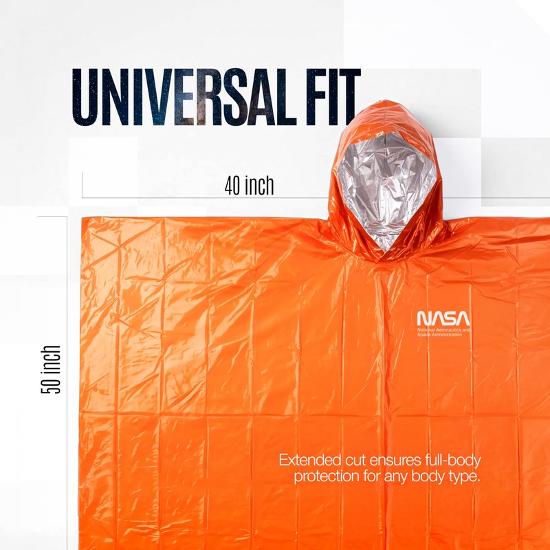 NASA Emergency Poncho – Anti-Tear Mylar™ Blanket (4-Pack, Solar Orange)