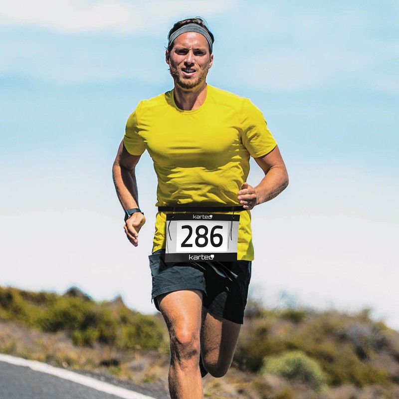 Karteo Race Number Strap [Pack of 1] Running Belt Black