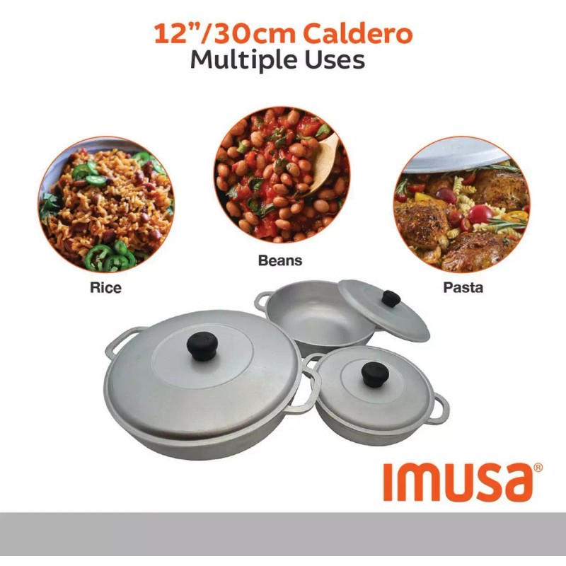 IMUSA 3-Piece Natural Cast Aluminum Dutch Oven Set Oven Safe