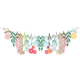 Floral Banner, Colorful Flower Banners Boho Floral Banner Double-Sided Waterproof Floral Leaf Banner for Birthday Baby Shower Garden Wedding Decoration