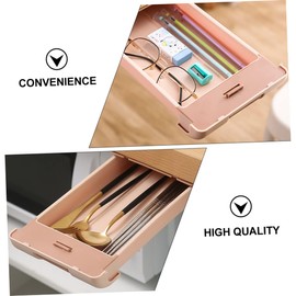 Operitacx Box Drawer Storage Box Shelving Felt Desk Mat Hidden under Desk Drawer Hidden Storage Drawer Office Desk Accessories Drawer Dividers Desk Organizer Hiding Drawer Pink Plastic