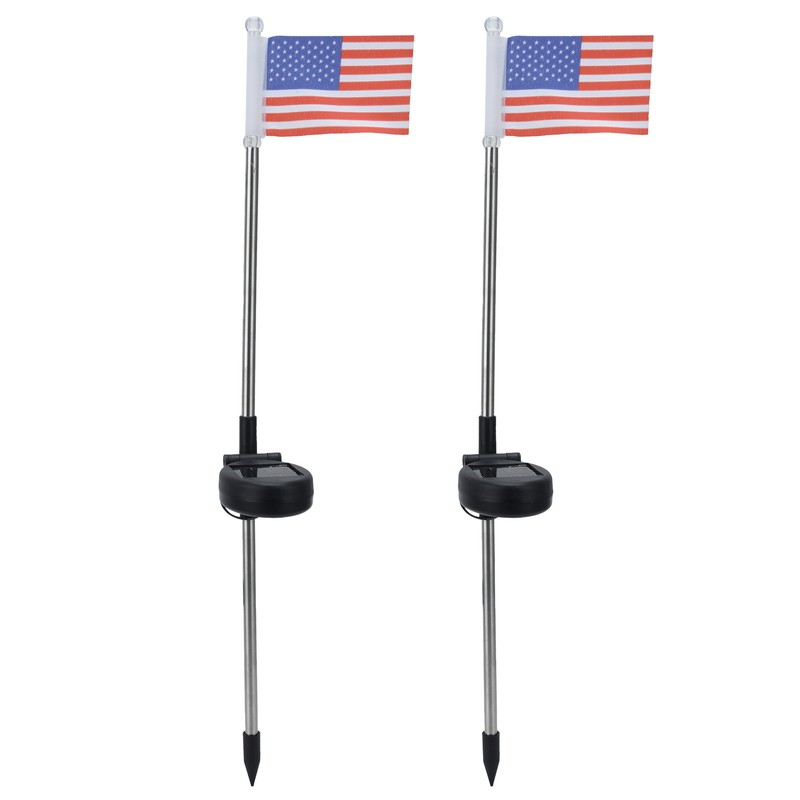 2PCS Solar Powered Garden Light Flag Lawn Stake Lamp for