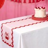 Breling Pink Bow Cherry Table Runner 70 Inches Coquette Scalloped