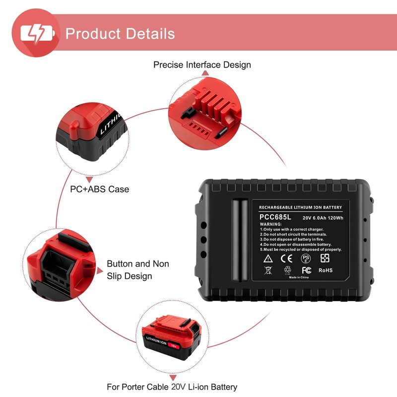 UGLOEY 20V PCC685L Battery Compatible with Porter Cable 20V Battery
