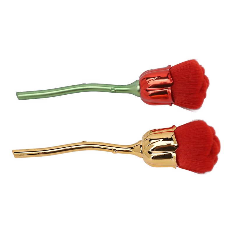 2pcs Rose Shape Nail Brush Dust Removal Thickened Die Cast