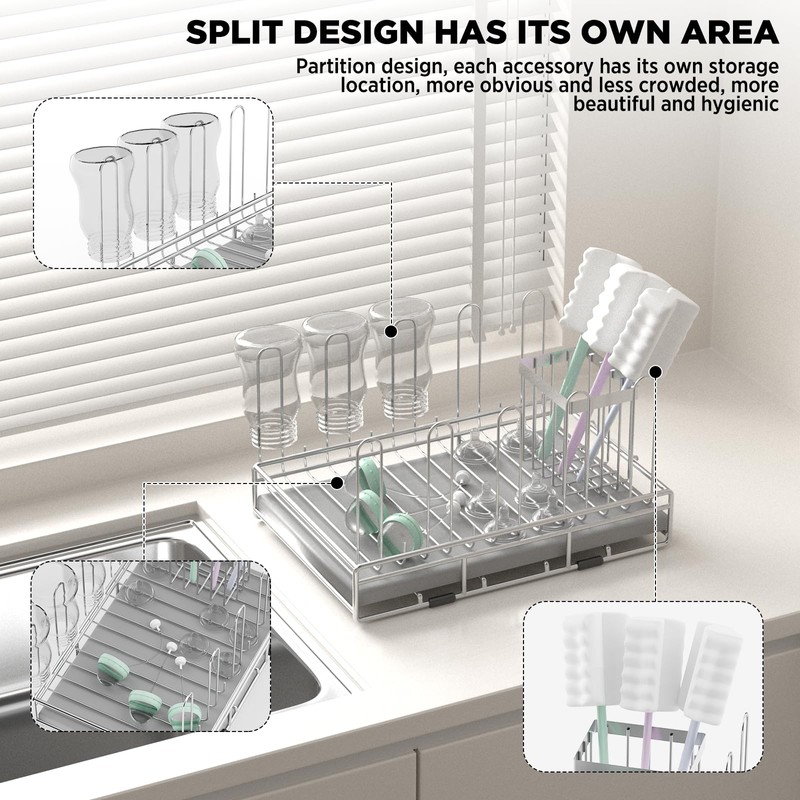 chilinii Baby Bottle Drying Rack Organizer Stainless Steel Large Countertop