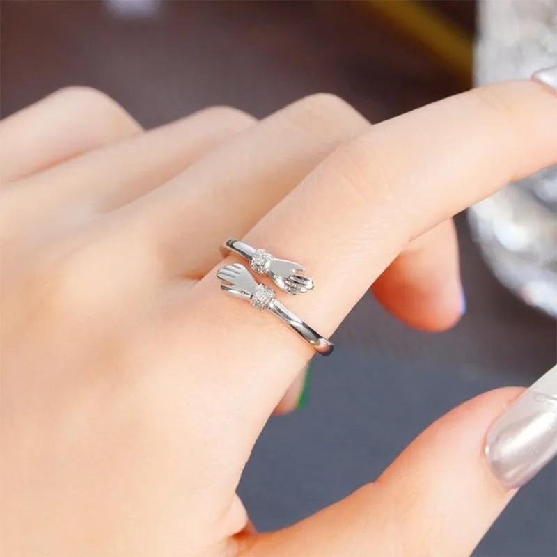 XENQITO 1 x Hug Ring, Women's Adjustable Ring, Premium Hug