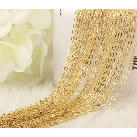 2mm Thin Gold Necklace Chain, 12 Pcs 18 Inch Gold Cable Chain for Necklace Making Brass Jewellery Chains Pack in Bulk