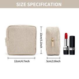FACAICAI Small Makeup Bag Mini Makeup Pouch Cute Cosmetic Bag for Women Travel Pouch Essentials Bags with Slip-in Pockets (Beige)