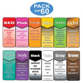 Colors and Their Meaning Bookmarks (60-Pack) – Daily Inspirational Card Set – Interesting Book Page Clippers – Great Gifts for Kids and Teens