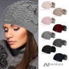 Neverless Beanie Cool Women's Knitted Lined Fur Pom Pom Winter