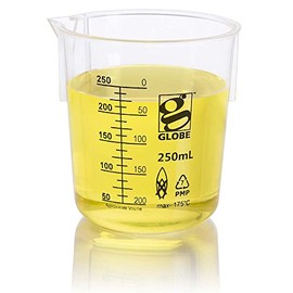 Globe Scientific 3652-250 Diamond Essentials PMP Griffin Style Low Form Beaker, Printed Graduations, 250ml Capacity, Pack of 6