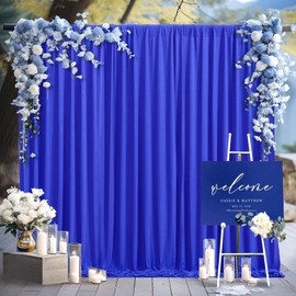 Royal Blue Backdrop Curtain 2 Panels-Wrinkle-Free Royal Blue Curtains Polyester Photography Drapes for Baby Shower Birthday Party Photo Background Backdrop Stand- 8 X10FT (Royal Blue)