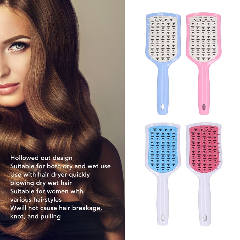 4pcs Hair Detangling Brush Hollow Out Curved Vented Hair Styling