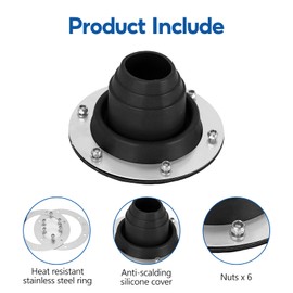 Perfeclan Stove Pipe Feed-Through Tent, Hot Tent Stove Jack, Tent Pipe Collar, Roof Guide, Rubber Spark Catcher for Camping Tent Stove Pipe Ducting, Heat Resistant Ducting, Stove Pipe, Black