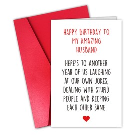 CSMOSJgreetings Happy Birthday Card for Husband, Funny Birthday Card from Him, Happy Birthday to My Amazing Husband Card