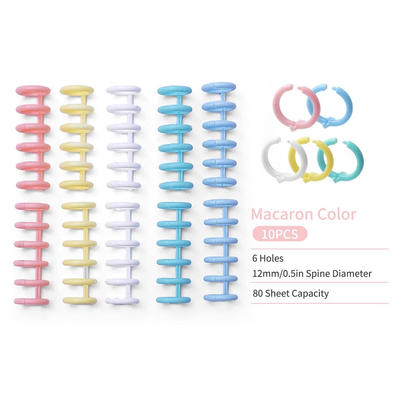 10PCS Binding Spine Combs 6 Holes Plastic Loose Leaf Binder