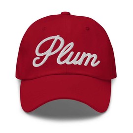 Plum Baseball Cap Plum Dad Hat Bold Baseball Script New York NY Hat Embroidered Souvenir Gift Cranberry