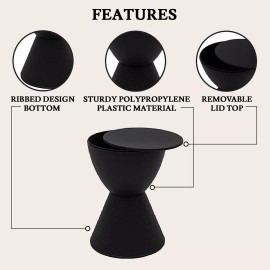 LeisureMod Modern Round Boyd Side Table BS12BL (Black)
