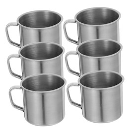 ABOOFAN 6Pcs 190ml Stainless Steel Kids Water Cups Handle Unbreakable Mini Drinking Mugs for Children Suitable for Camping and Outdoor Use