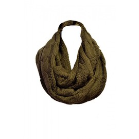 Anytime Scarf Army Green Women's Chunky Cable Knitted Infinity Loop Circle Scarf
