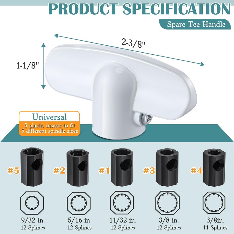 Enhon 3 Pack 3/8'' Spline Socket Crank Handle with Universally