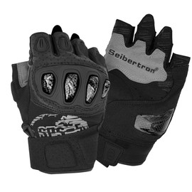 Seibertron SPS-5 Unisex Half Finger Motorcycle Gloves with Touchscreen - for Road & Offroad, MTB, BMX, MX, ATV, Bike, Motocross, Dirt Bike and More Adult Black L