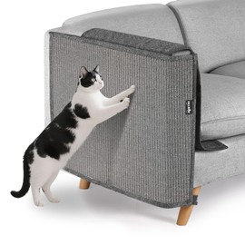 NATUYA Cat Scratch Furniture Couch Protector - Large Sisal Cat Scratching Pad Sofa Corner Arm Shield, Cat Scratcher for Sofa (All Gray, Right)