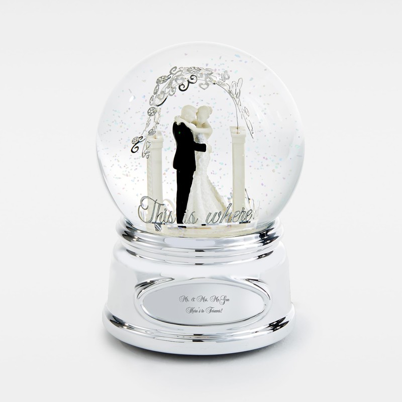 Things Remembered Engraved Wedding Couple Musical Snow Globe (Free Customization),