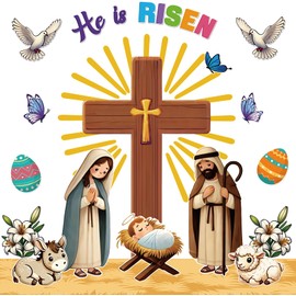 Maqiauly Easter Bulletin Board Decorations He Is Risen Cross Church Set Classroom Chalkboard Wall Decoration
