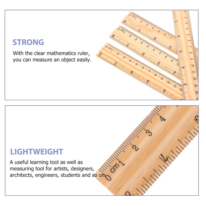 iplusmile 30 Pieces Wooden Ruler Hardwood Measuring Stick Training Aid