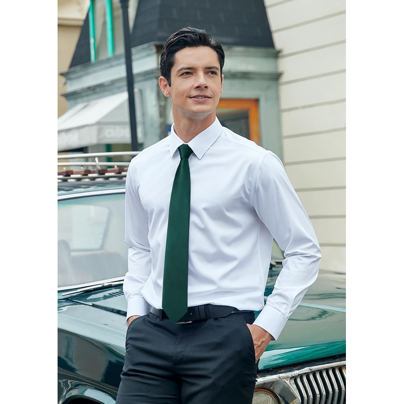 HISDERN Men's Wedding Ties and Pocket Square Solid Tie Cufflinks