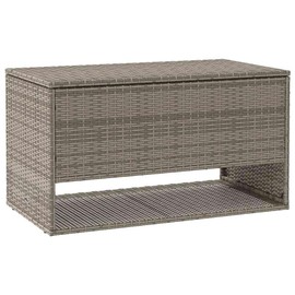 vidaXL Cushion Box - Grey PE Rattan Outdoor Storage for Patio/Garden/Balcony, 39.4x21.7x21.9 in, Weather-Resistant, Easy Assembly