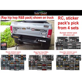 Bumper/Window Decals for RC Scale cralwer Accessory - 4 Styles to Choose from - for: Axial SCX10 II RC4WD Redcat Gen8 TRX4 Vanquish VS4-10 Stickers (Rap Hip hop R&B)