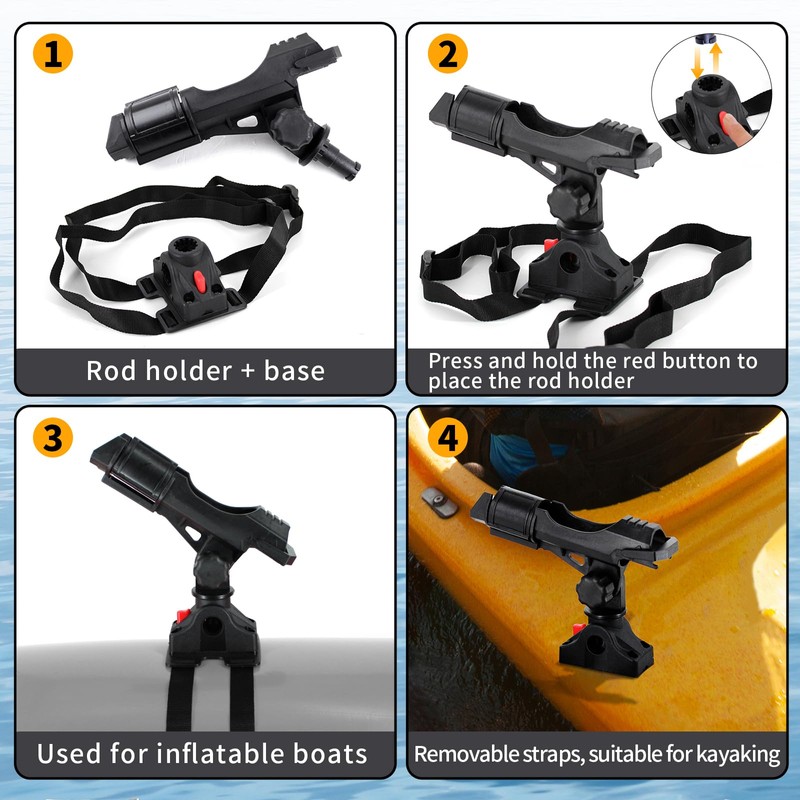 Xproutdoor Fishing Boat Rods Holder with Mount Bracket - 360