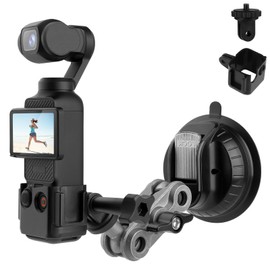 Mippko Suction Cup Pocket 3 Camera Mount Expansion Adapter for Car Windshield Window,Compatible with DJI OSMO Insta360 X4 /X3/ X2/ X1/ R/RS/Go2 Gopro Hero 13/12/11/10/9/8/7/6/5/Max/Fusion/Mini