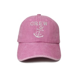 Enodtter Crew Hat for Women, Boating Gifts for Nautical Sailor, Washed Pink Sailing Baseball Cap for Skipper, Cotton Snapback Dad Hats