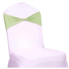 MDS Pack of 25 Spandex Chair Sashes Bows Elastic Stretch Dining Chair Bands Ties Without Slider Buckle Universal fits for Wedding Baby Shower Birthday Party Banquet Event Decoration - Sage Green