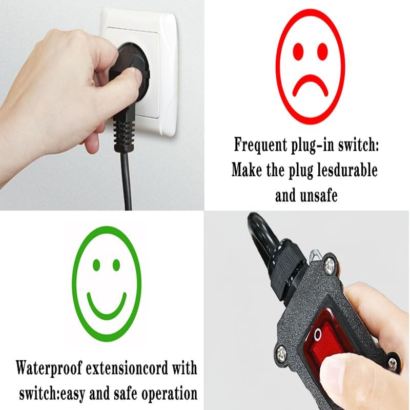 NEWNEWLIU 4.9-Feet Extension Cord with Waterproof On-Off Switch,AC 20A-125V,16A-250V with