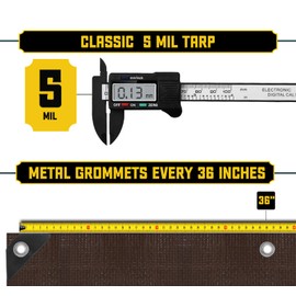 Core Tarps Classic 5 Mil Tarp Cover, Waterproof, UV Resistant, Rip and Tear Proof, Poly Tarpaulin with Reinforced Edges for Roof, Camping, Patio, Pool Cover, Boat (Brown/Black 24′ X 24′)