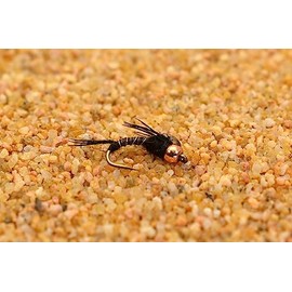 12 Flies - Bead Head Black Micro Mayfly Nymph Fishing Fly - Mustad Signature Fly Hooks (12ct Assortment)