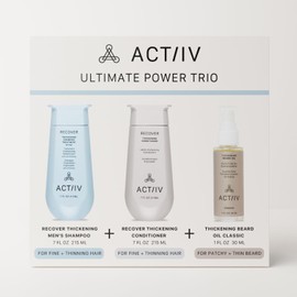 ACTIIV Ultimate Power Trio For Men | Promotes Fuller Hair And Beard, Strengthens And Hydrates, Includes Shampoo, Conditioner & Beard Oil, Vegan, Color-Safe, For All Hair And Beard Types