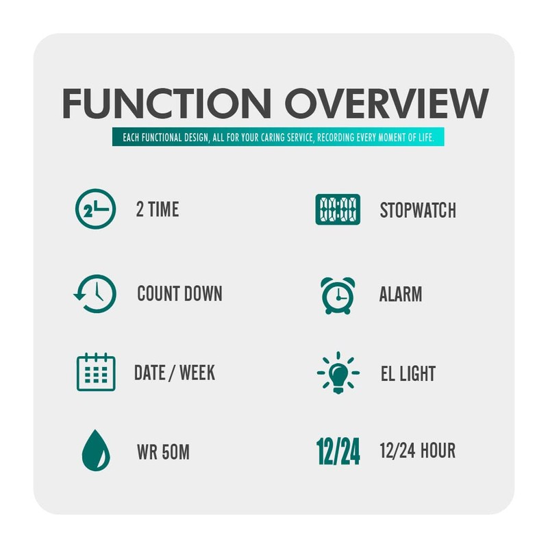 TONSHEN Men's Outdoor Sports Digital 50 m Waterproof Watches LED