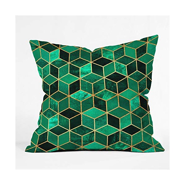 Deny Designs Elisabeth Fredriksson Emerald Cubes Indoor Throw Pillow, 18"